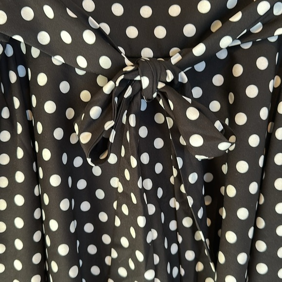 Unbranded black/white polka dot tie front back elastic waistband skirt size S - Picture 2 of 3